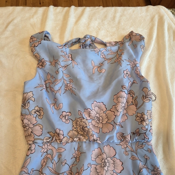 Vince Camuto Blue Floral Dress Sz 2 Lined Back Zip & Tie Sleeveless NWT Pockets - Picture 11 of 16